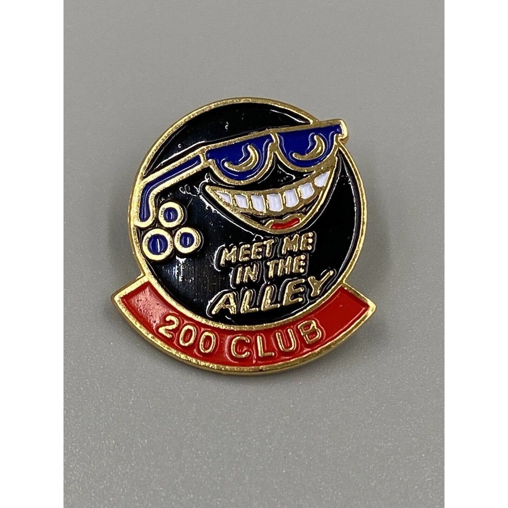 Vintage Bowling Meet Me in the Alley 200 - Enamel Lapel Pinback Brooch